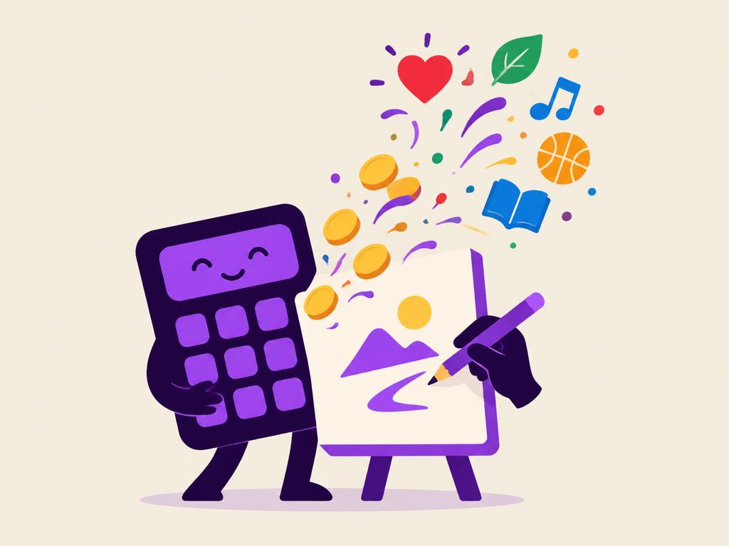 Ilustração: calculadora e canvas transformando impostos em impacto